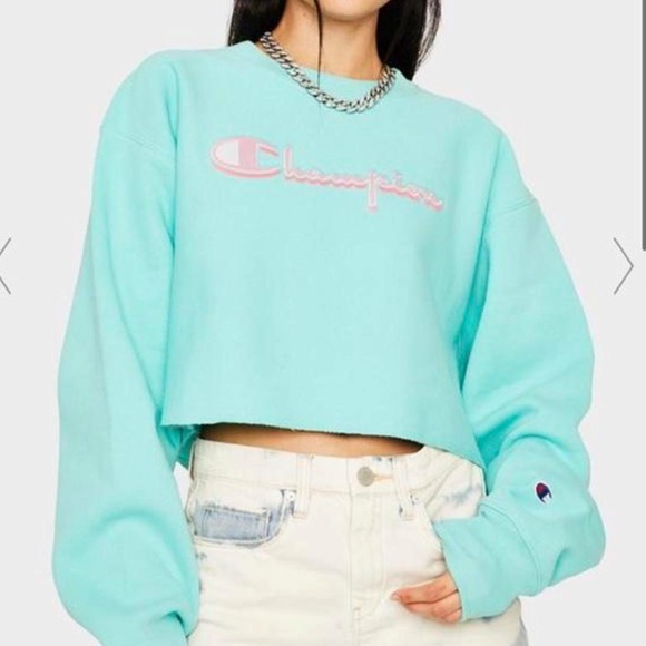 Champion Tops - Champion Reverse Weave Cropped Sweatshirt Mint‎ Green Teal S